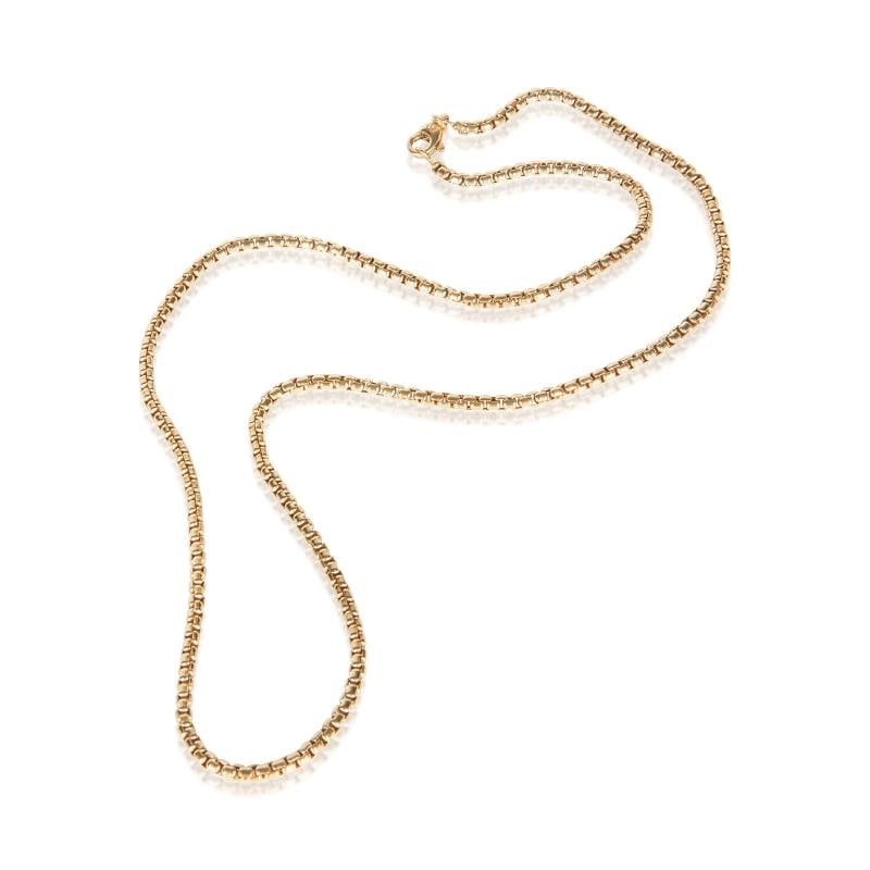 David Yurman Yellow Gold 3.4mm Box Chain Necklace - 3