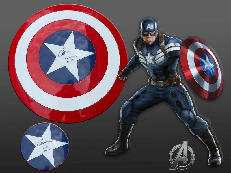 CHRIS EVANS SIGNED AUTOGRAPH MARVEL CAPTAIN AMERICA SHIELD BECKETT BAS COA 3: Original/Reproduction: Original,Signed by: CHRIS EVANS,Autograph Authentication: Beckett,Industry: Movies,Country of Origin: United States