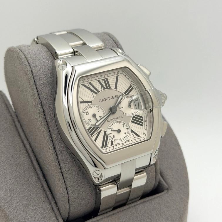 Cartier Roadster XL Chronograph W62019X6 2618 43mm Silver Dial Steel Box Paper - 8