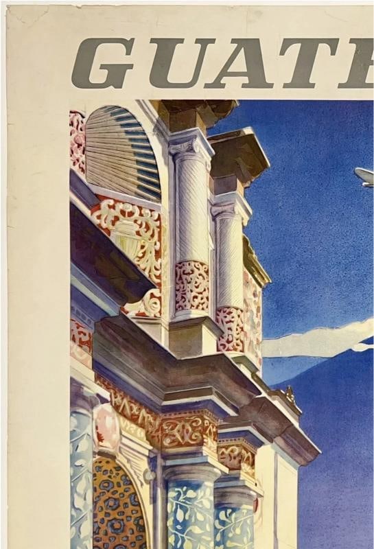 Original Vintage Poster GUATEMALA VIA PAN AM American Airline Travel Tourism OL - 2