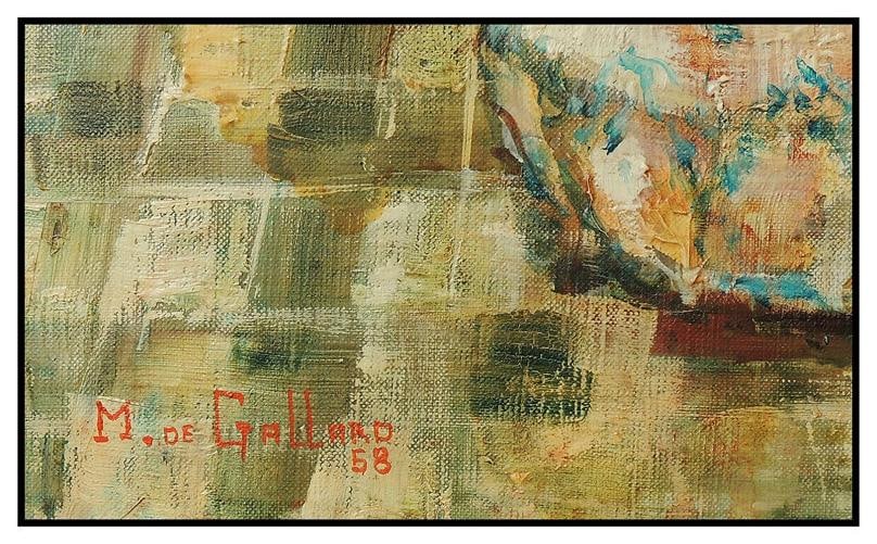 Michel De Gallard Original Oil Painting On Canvas Still Life Flowers Signed Art - 3
