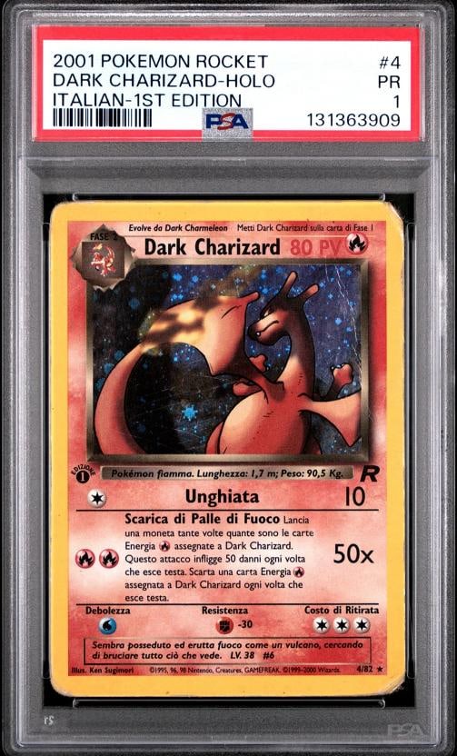 2001 POKEMON ITALIAN ROCKET 1ST EDITION #4 DARK CHARIZARD-HOLO PSA 1: Condition: Graded - PSA 1: Professionally graded,Graded: Yes,Set: 2001 POKEMON ITALIAN ROCKET,Game: PokÃƒÂ©mon TCG,Character: DARK CHARIZARD-HOLO,Card Name: DARK CHARIZARD-HOLO,Gra