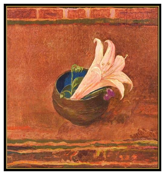 Irving Block Original Oil Painting On Board Signed Flowers Still Life Floral Art - 2