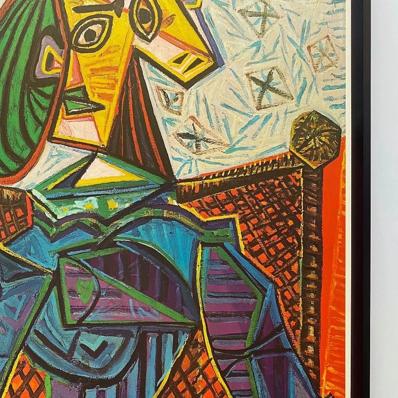 PABLO PICASSO RARE 1968 LITHO PRINT FRAMED EXHBT POSTER "WOMAN IN ARMCHAIR" 1941 - 14