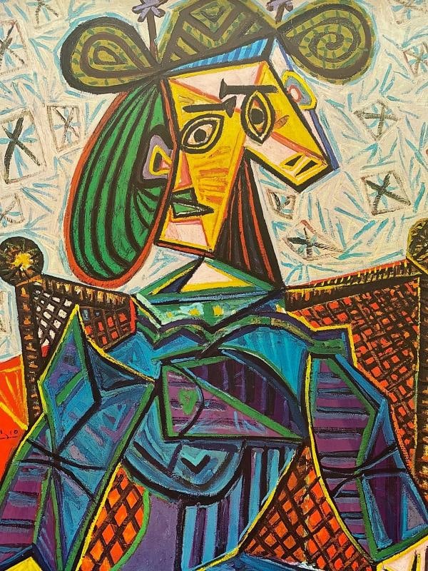 PABLO PICASSO RARE 1968 LITHO PRINT FRAMED EXHBT POSTER "WOMAN IN ARMCHAIR" 1941 - 15