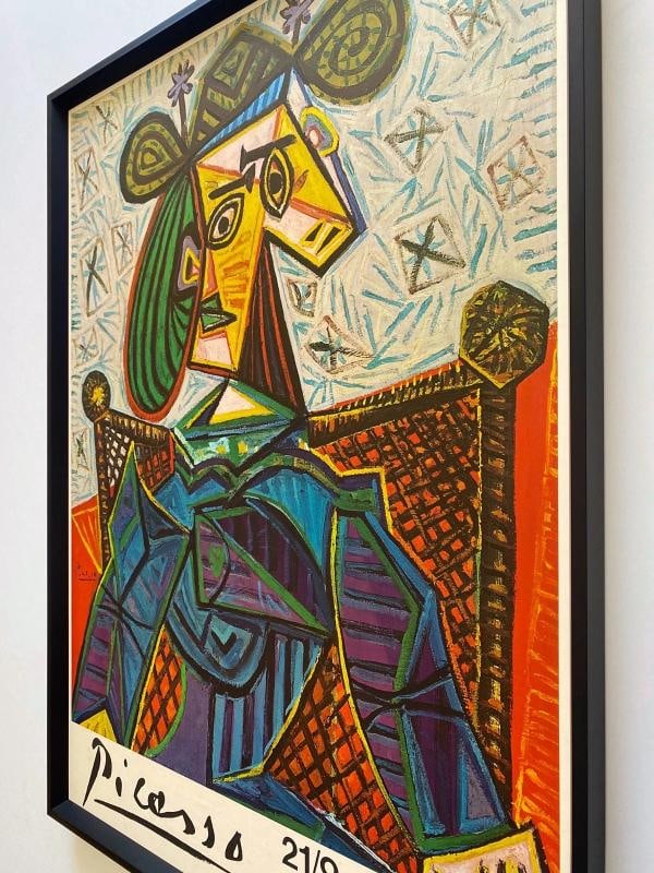 PABLO PICASSO RARE 1968 LITHO PRINT FRAMED EXHBT POSTER "WOMAN IN ARMCHAIR" 1941 - 16