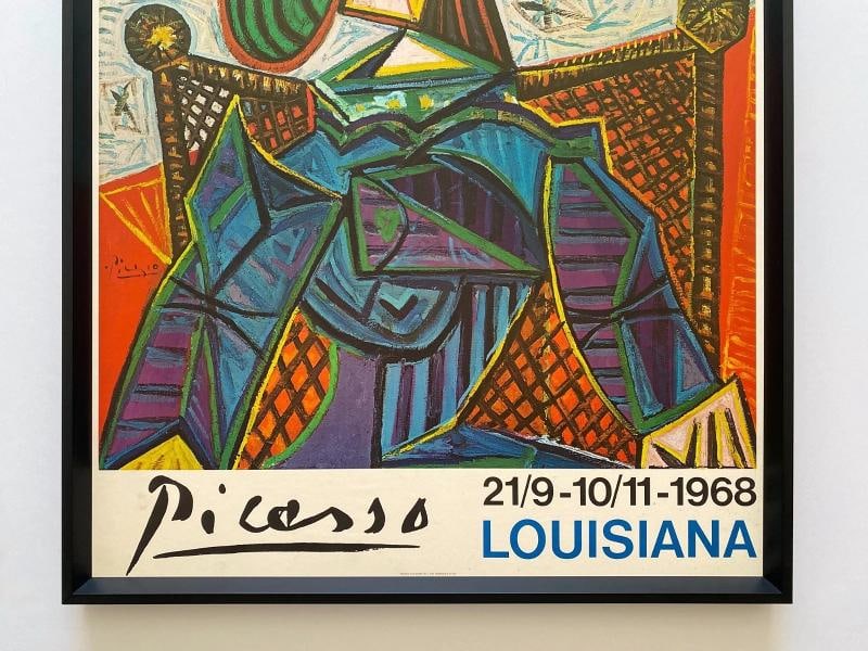 PABLO PICASSO RARE 1968 LITHO PRINT FRAMED EXHBT POSTER "WOMAN IN ARMCHAIR" 1941 - 3