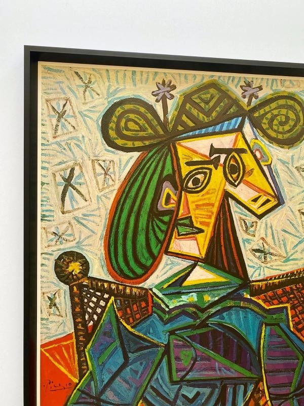 PABLO PICASSO RARE 1968 LITHO PRINT FRAMED EXHBT POSTER "WOMAN IN ARMCHAIR" 1941 - 4