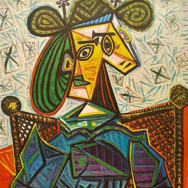 PABLO PICASSO RARE 1968 LITHO PRINT FRAMED EXHBT POSTER "WOMAN IN ARMCHAIR" 1941 - 6
