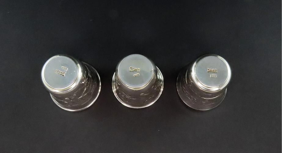 3 Beautiful 1881/2 Russian 875 Silver Classic Vodka Cups No Monos 2 1/4" Tall - 5