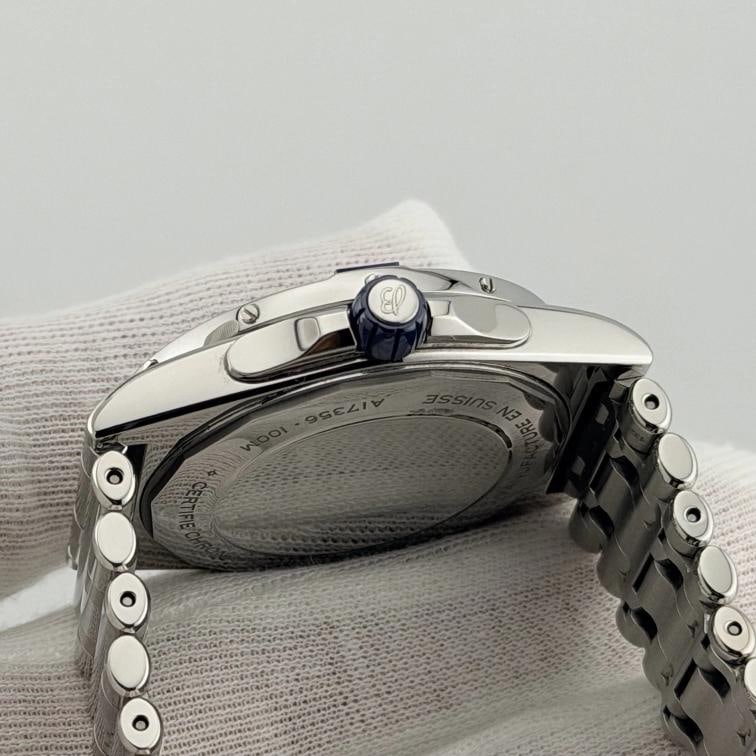Breitling Super Chronomat A17356 38mm Diamond Bezel Blue Dial Steel Box Booklet - 7