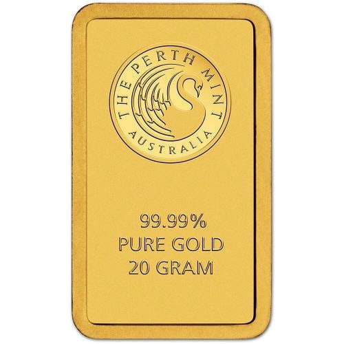 20 gram Gold Bar - Perth Mint - 99.99 Fine in Assay - 3