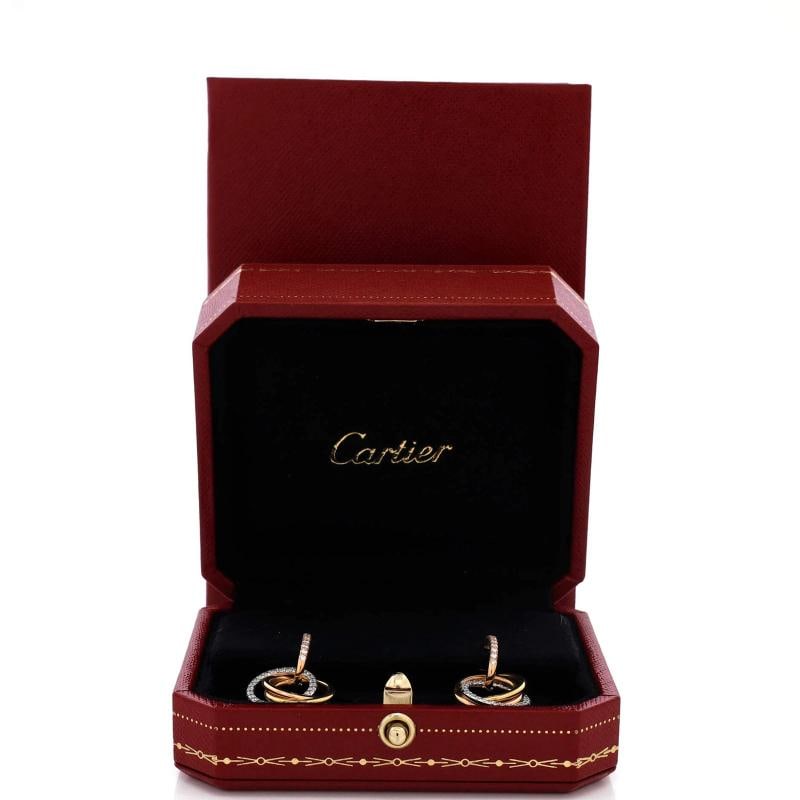 Cartier Trinity Hoop Dangle Earrings 18K Tricolor Gold with Diamonds - 2