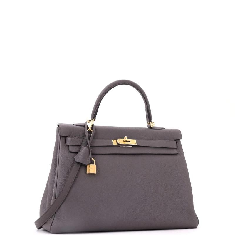 Hermes Kelly Handbag Grey Togo with Gold Hardware 35 - 2