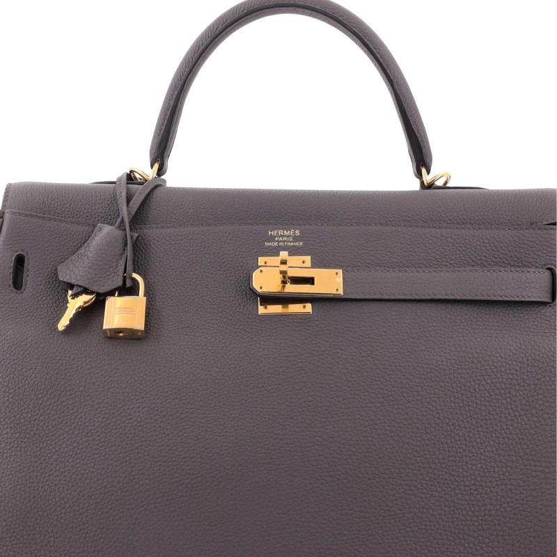 Hermes Kelly Handbag Grey Togo with Gold Hardware 35 - 5