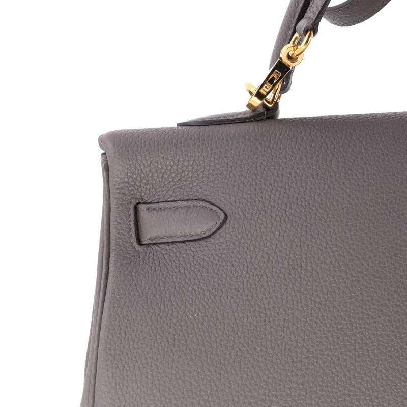 Hermes Kelly Handbag Grey Togo with Gold Hardware 35 - 8