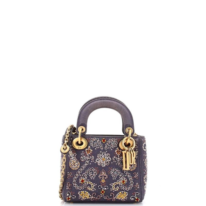 Christian Dior Lady Dior Chain Bag Beaded Denim Mini: Condition: Pre-owned - Good,Brand: Christian Dior,Exterior Material: Denim,Style: Cross Body Bags,Exterior Color: Blue,Department: Women,Size: Mini,Accessories: With Strap Condition: Great. Exterior: