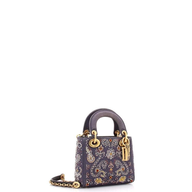 Christian Dior Lady Dior Chain Bag Beaded Denim Mini - 2