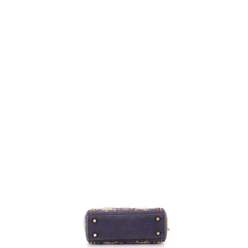 Christian Dior Lady Dior Chain Bag Beaded Denim Mini - 4