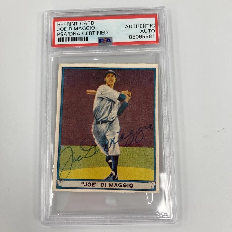 1941 Play Ball Joe Dimaggio Signed 1980's Baseball Card PSA DNA Auto: Condition: Ungraded - Near mint or better: Not in original packaging or professionally graded,Type: Sports Trading Card,Autographed: Yes,Sport: Baseball,Autograph Format: Hard Signed,Autograph