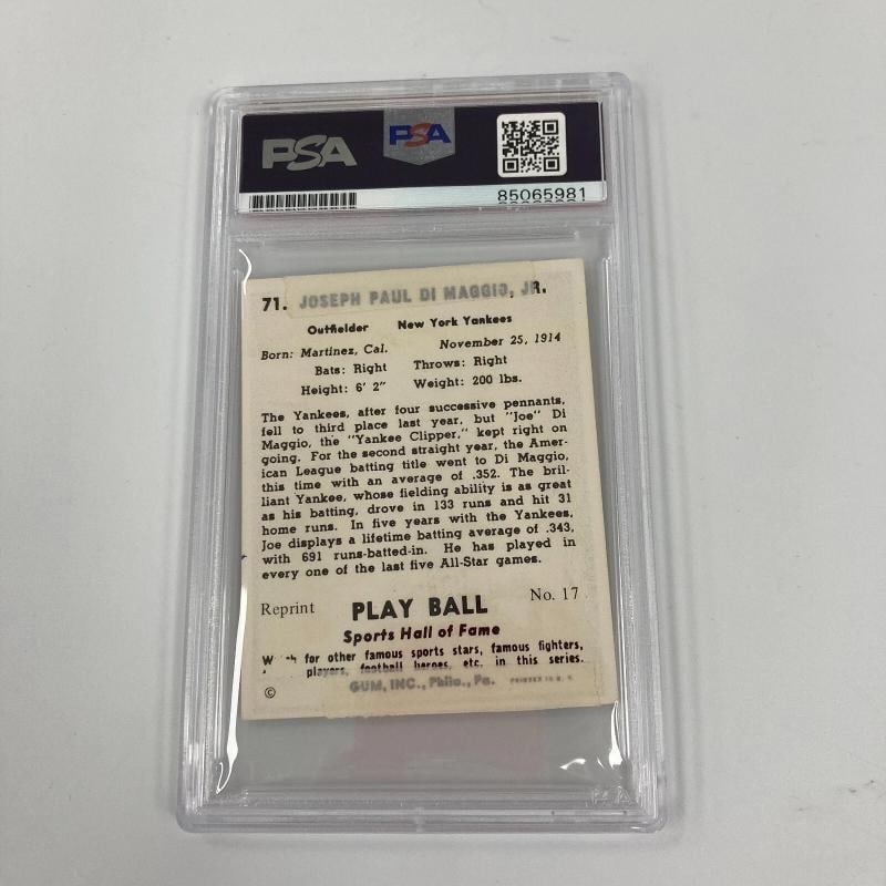 1941 Play Ball Joe Dimaggio Signed 1980's Baseball Card PSA DNA Auto - 3