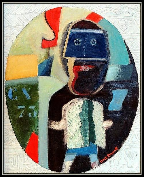Max Papart Original Oil Painting On Canvas Cubism Signed Portrait Modern Artwork - 2