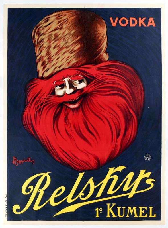 Orignal Large Poster - Cappiello - Vodka Relsky Kummel - Cossack Russia 1911 (1 of 4)