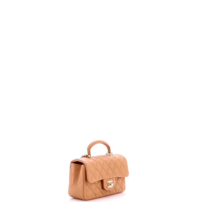 Chanel Classic Single Flap Top Handle Bag Quilted Lambskin Mini - 2