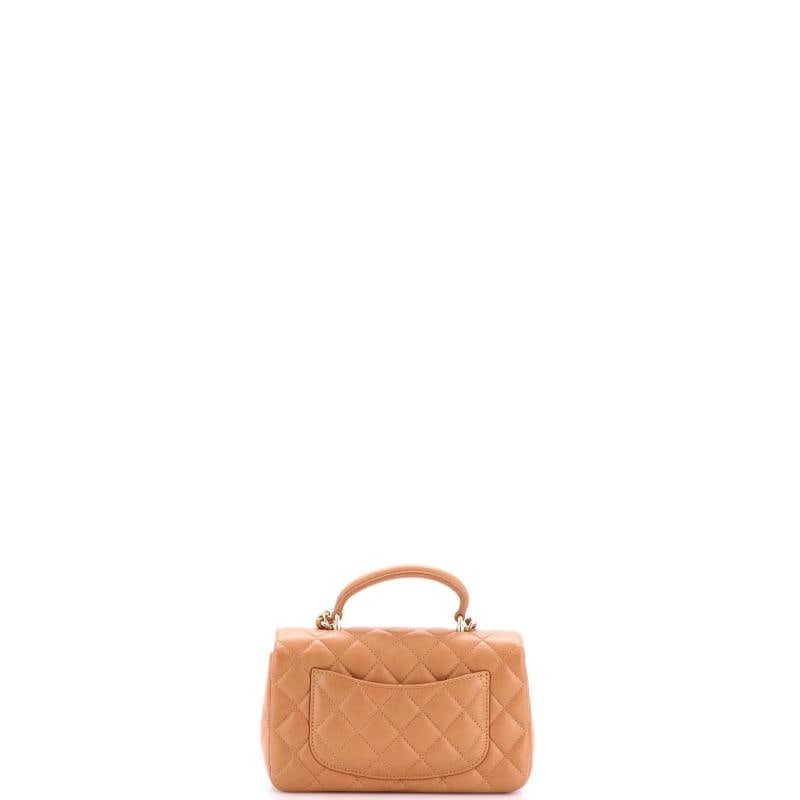 Chanel Classic Single Flap Top Handle Bag Quilted Lambskin Mini - 3