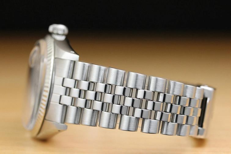 MENS ROLEX DATEJUST 16014 GRAY DIAMOND 18K WHITE GOLD STAINLESS STEEL WATCH - 5