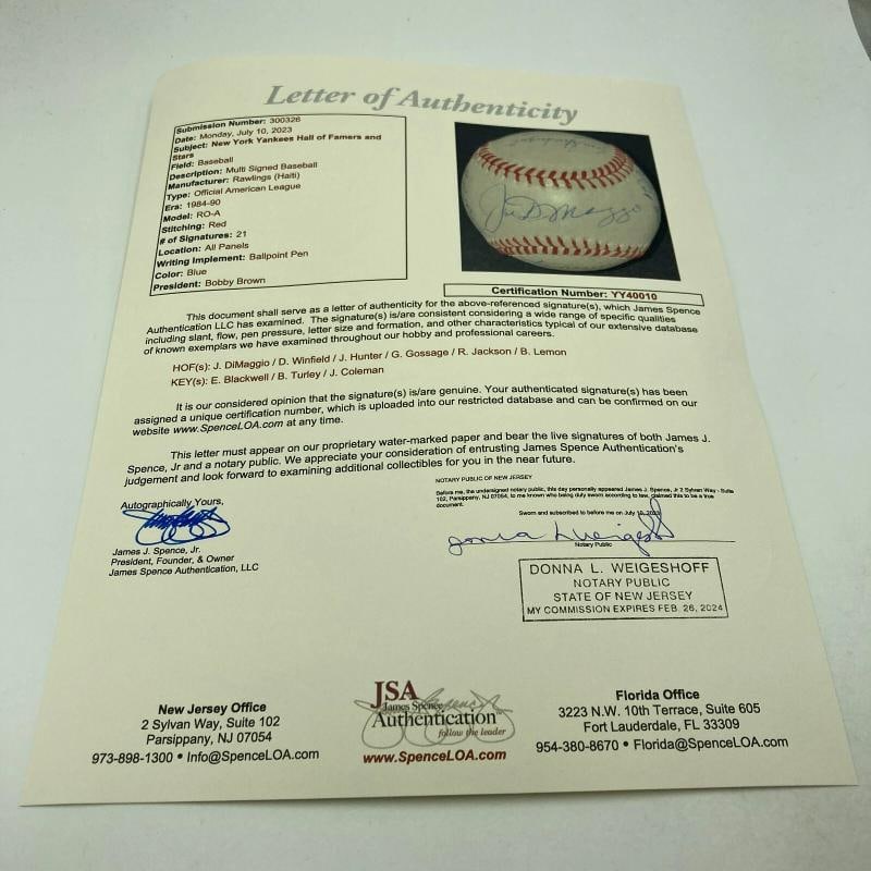 Joe Dimaggio Reggie Jackson New york Yankees Legends Multi Signed Baseball JSA - 7