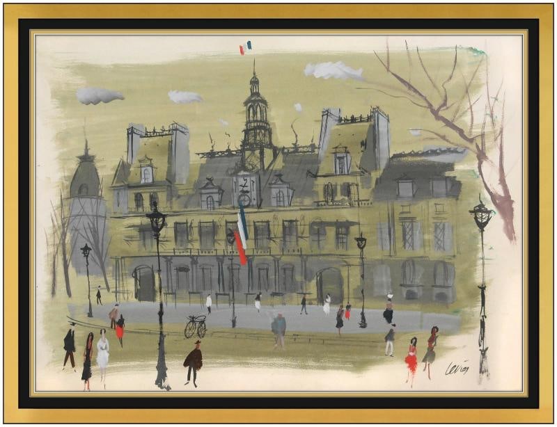 Charles Levier Original Gouache and Acrylic Painting Figures Signed Framed Art: Also, measuring approximately 22Ã¢â‚¬Â x 30Ã¢â‚¬Â and 32Ã¢â‚¬Â x