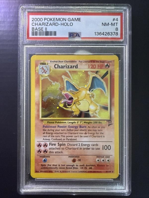 2000 POKEMON BASE SET 2 #4 CHARIZARD-HOLO PSA 8 (1 of 2)