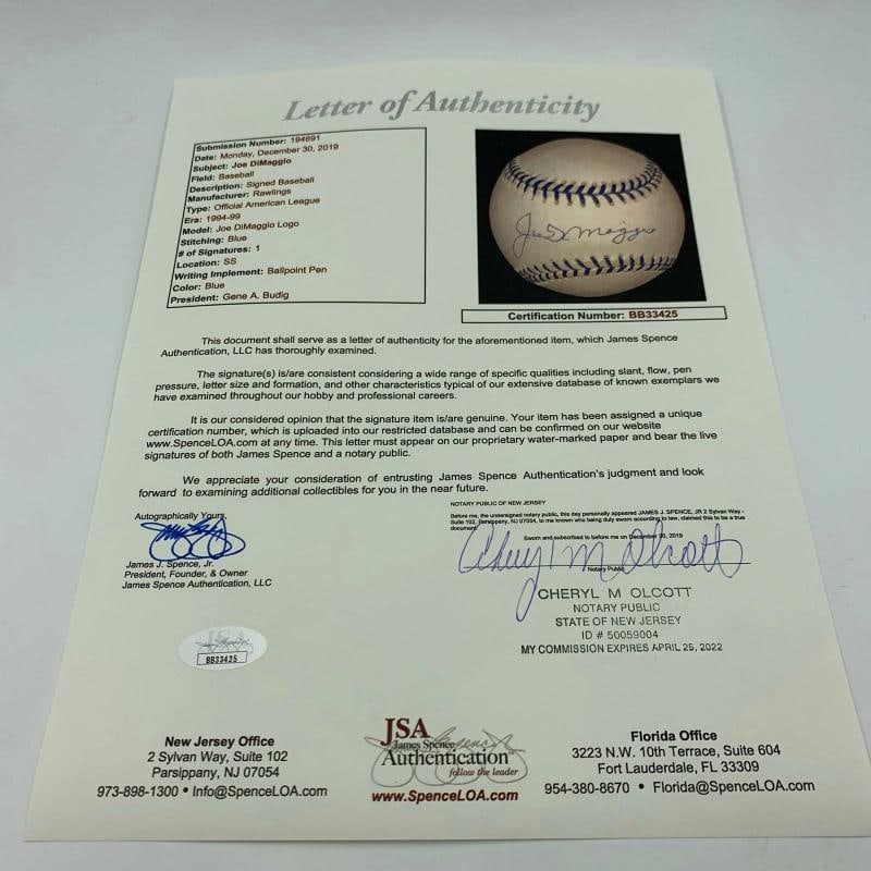 RARE Joe Dimaggio "Death Bed" Signed 1998 Joe Dimaggio Day Baseball JSA COA - 4