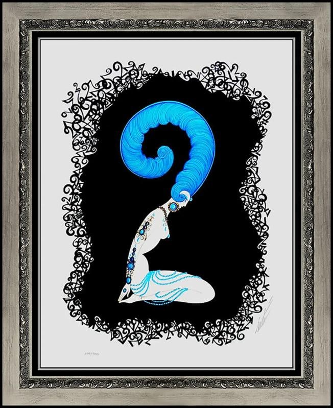 Erte Embossed Numeral 2 Color Serigraph Female Figure Hand Signed Framed Artwork: Condition: Used,Artist: Erte,Signed: Yes,Title: Numeral 2,Material: Color Serigraph, Paper,Certificate of Authenticity (COA): Yes,Original/Licensed Reprint: Original,Framing: Framed,Subject: Costumes,