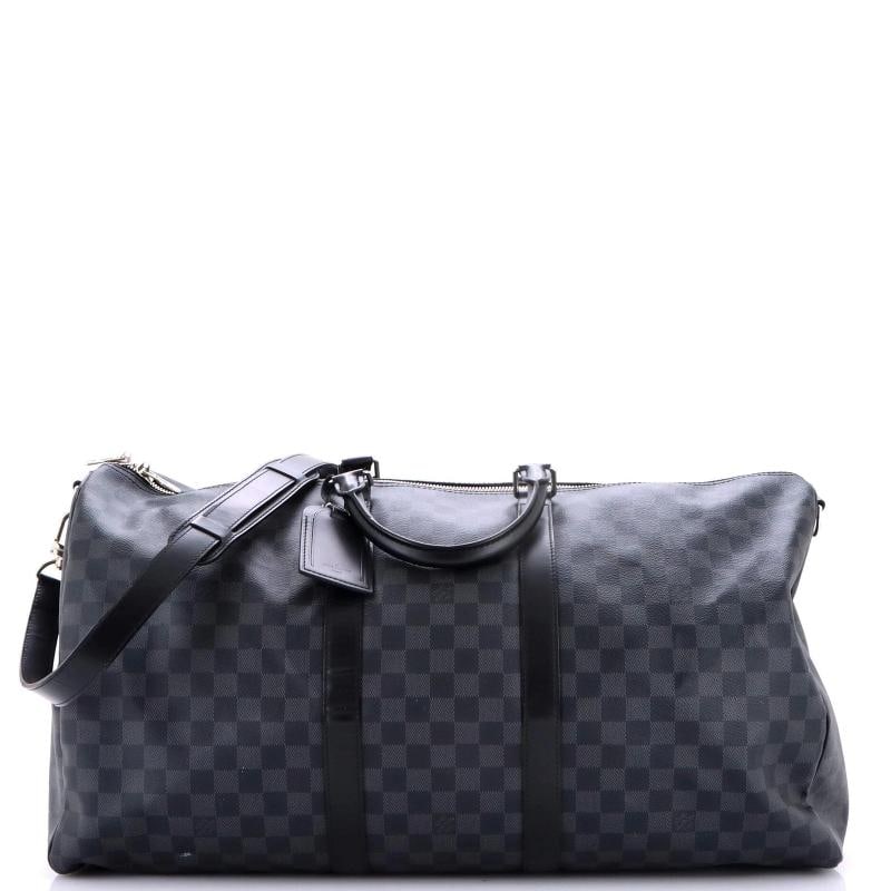 Louis Vuitton Keepall Bandouliere Bag Damier Graphite 55: Condition: Pre-owned - Good,Brand: Louis Vuitton,Exterior Material: Canvas Coated, Leather,Style: Duffles,Exterior Color: Black,Department: Women,Size: 55,Accessories: Luggage Tag, With Strap