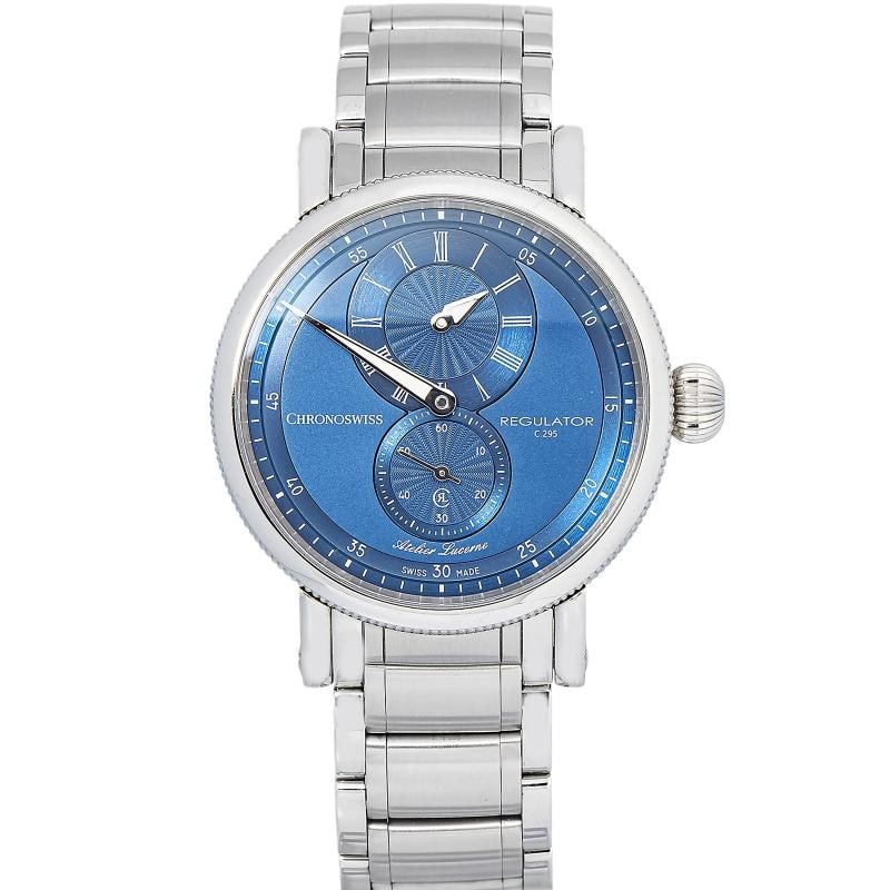 Chronoswiss Regulator Classic Ch-4023-BL/50 2023 Complete SS Blue Dial Men 38MM Box/Papers: Condition: Pre-owned - Good: This item has been gently used but is in good condition. It might have a few signs ... Read moreabout the conditionPre-owned - Good: This item has been gently used but is
