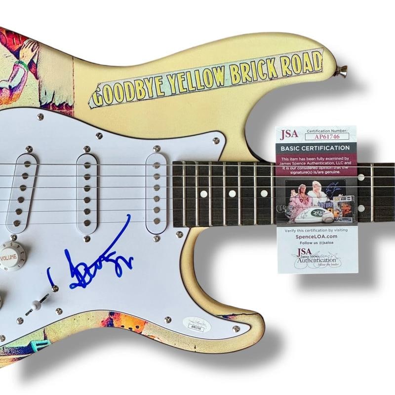 Bernie Taupin Signed Guitar Custom Graphics JSA COA Elton John Goodbye Yellow - 2