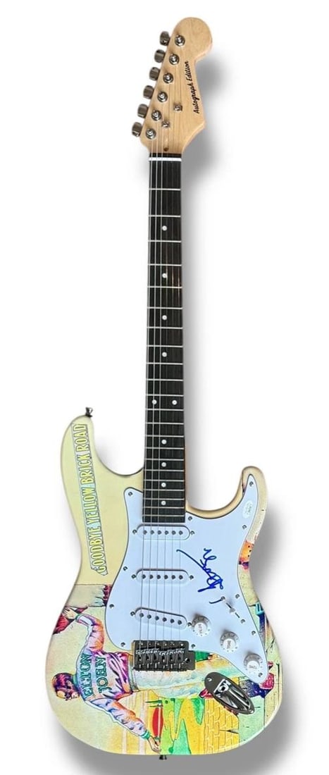 Bernie Taupin Signed Guitar Custom Graphics JSA COA Elton John Goodbye Yellow - 3
