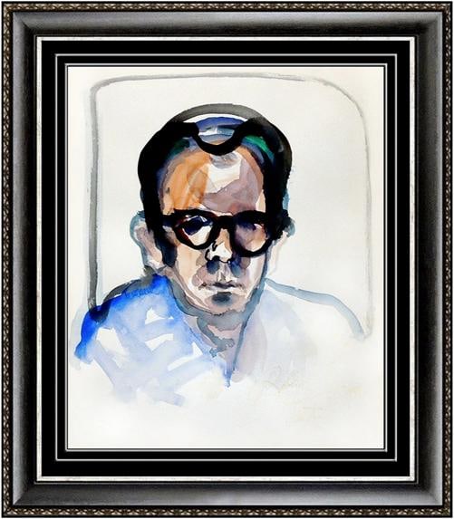 NOEL ROCKMORE Original Painting Watercolor HAND SIGNED Caricature Portrait Art: It measures an versatile 13" x 10" and is complimented by a museum quality, frame with approximate dimensions of 23 x 20"