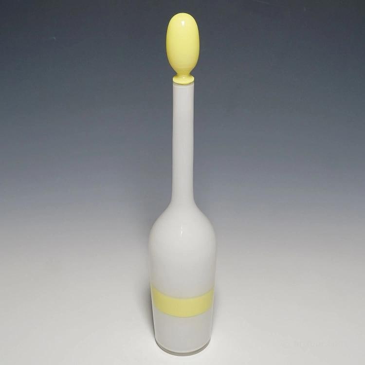 Venini Art Glass Bottle with Fasce Decoration in Yellow, Murano 1950s - 3