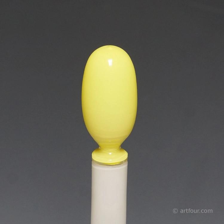 Venini Art Glass Bottle with Fasce Decoration in Yellow, Murano 1950s - 5