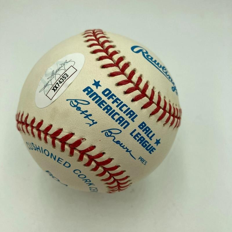 Mint Joe Dimaggio Signed Official American League Baseball JSA Sticker - 3