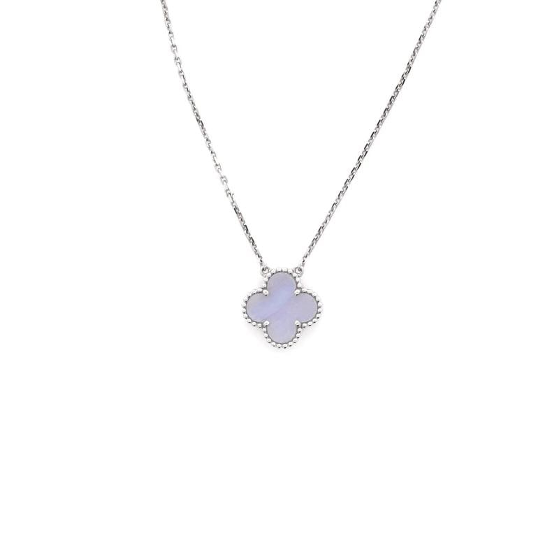 Van Cleef & Arpels Vintage Alhambra Pendant Necklace 18K White Gold: Condition: Pre-owned - Good,Brand: Van Cleef & Arpels,Main Stone: Chalcedony,Metal: 18K White Gold,Metal Purity: 18K,Style: Pendant,Type: Necklace,Color: White Gold,Material: 18K White Gold, Chalcedon