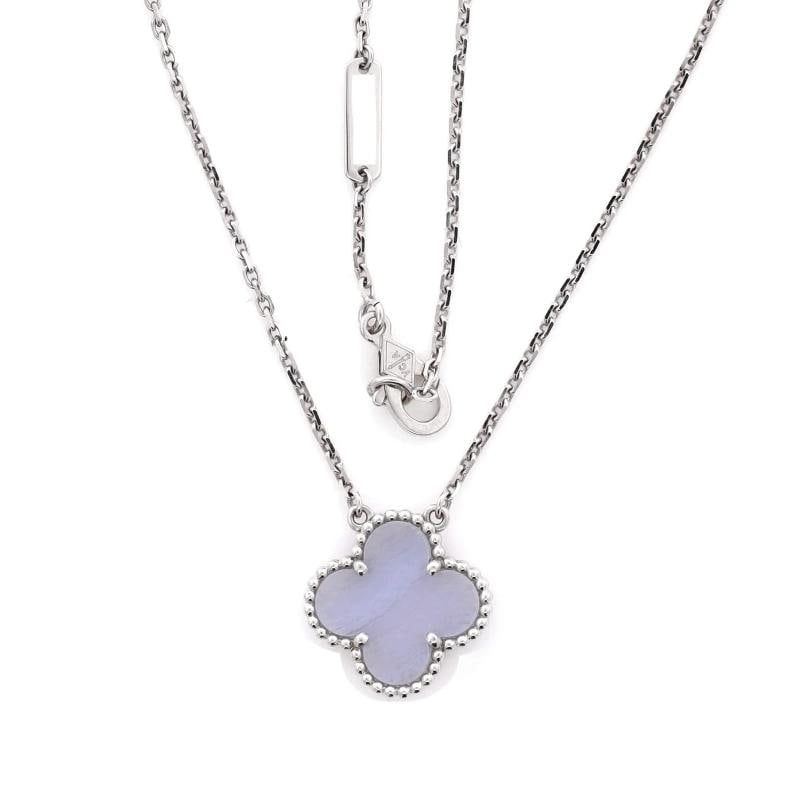 Van Cleef & Arpels Vintage Alhambra Pendant Necklace 18K White Gold - 3