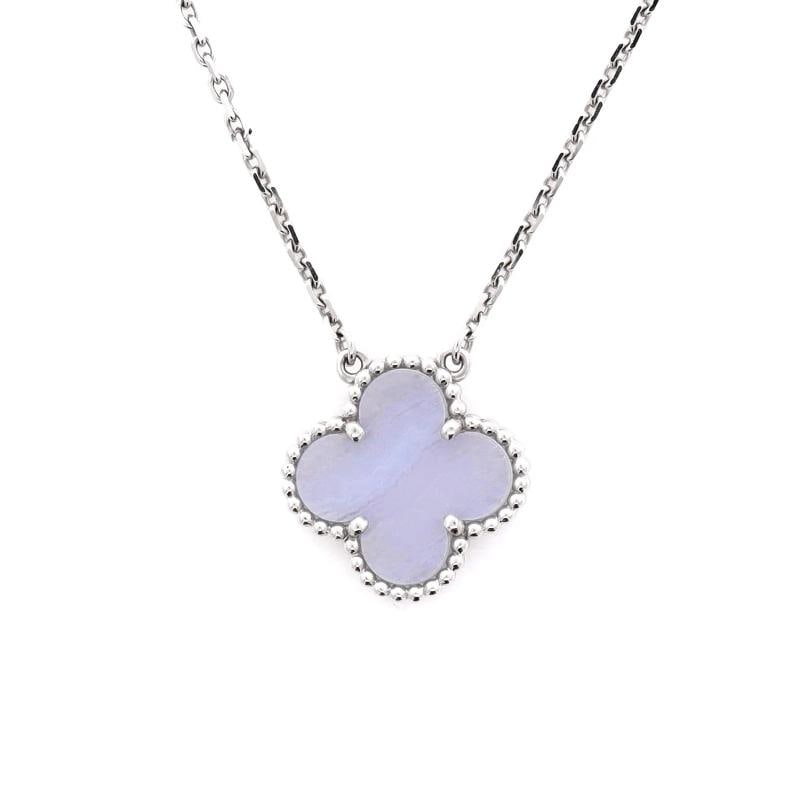 Van Cleef & Arpels Vintage Alhambra Pendant Necklace 18K White Gold - 4