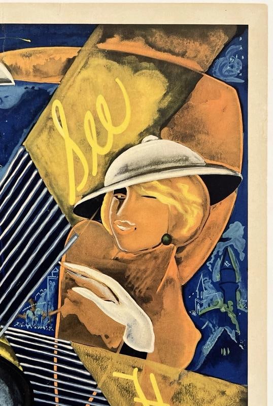 Original Vintage Poster CHICAGO WORLD'S FAIR CENTURY OF PROGRESS 13" x 20" LINEN - 3