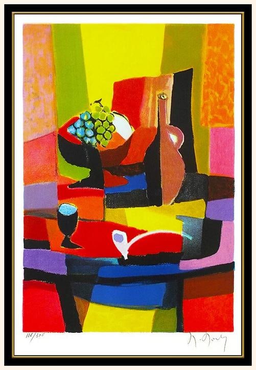 Marcel Mouly Original Color Lithograph Hand Signed Cubism Still Life Modern Art - 2