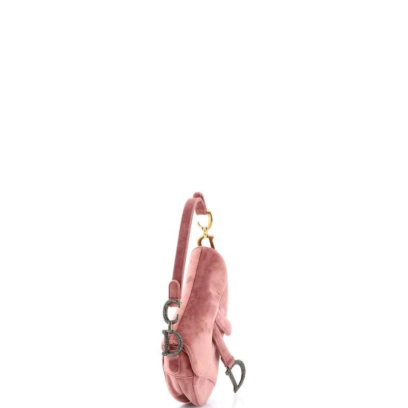 Christian Dior Saddle Handbag Velvet with Crystals Mini - 2