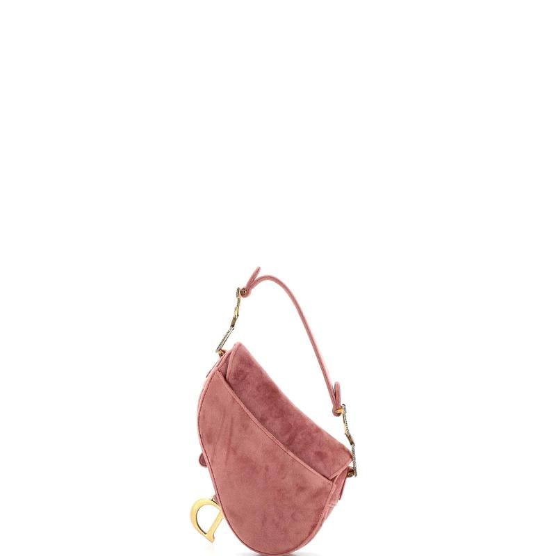 Christian Dior Saddle Handbag Velvet with Crystals Mini - 3